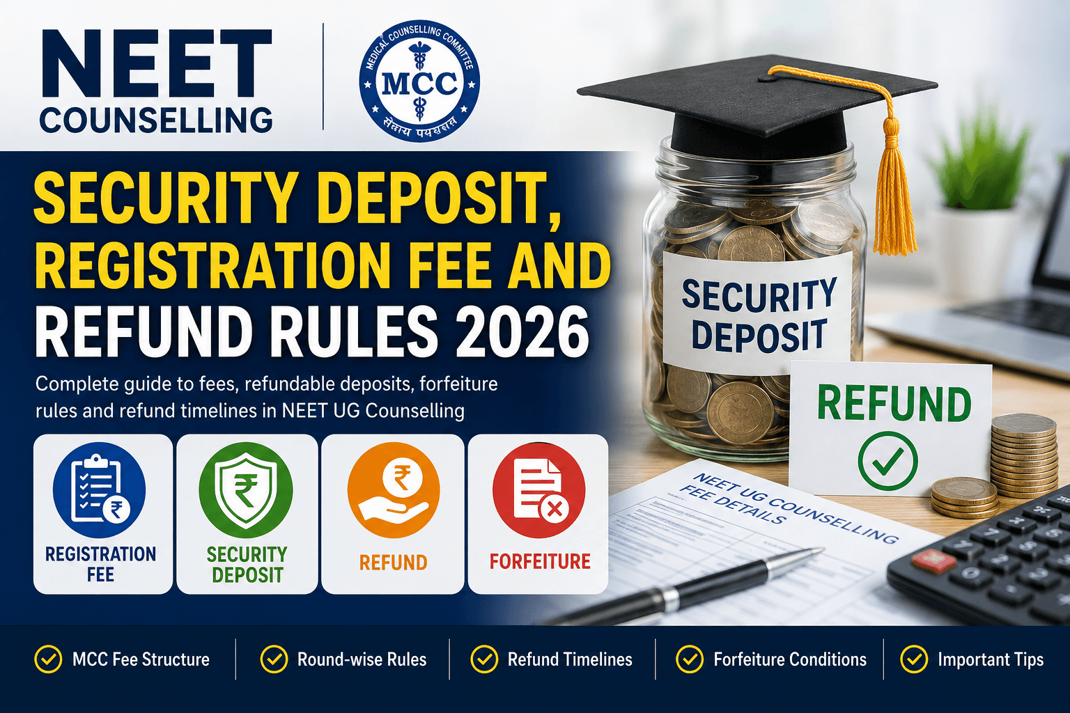 NEET Counselling Security Deposit, Registration Fee and Refund Rules 2026